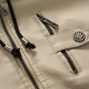 Jaqueta de Couro com Capuz Sampaio®