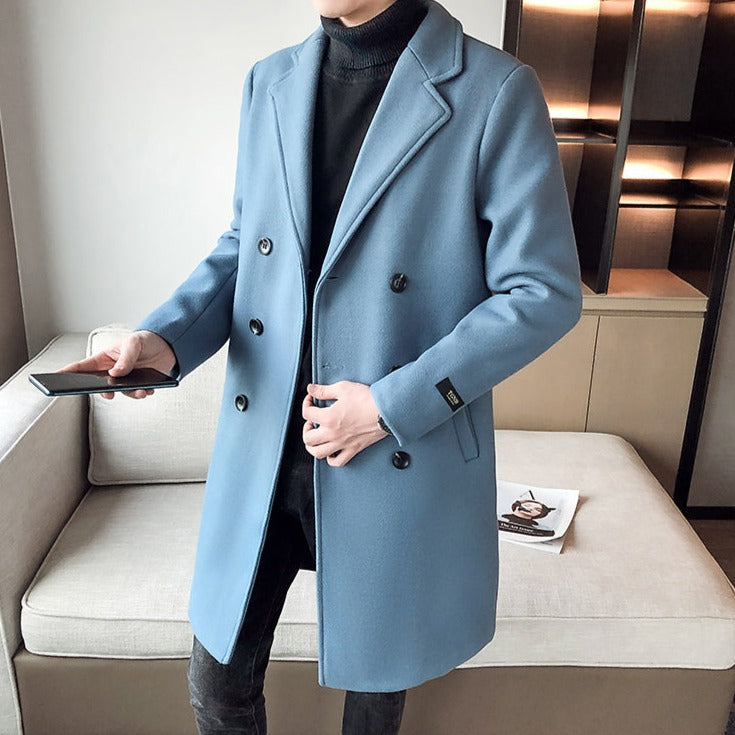 Sobretudo Masculino Abotoamento Duplo Grife