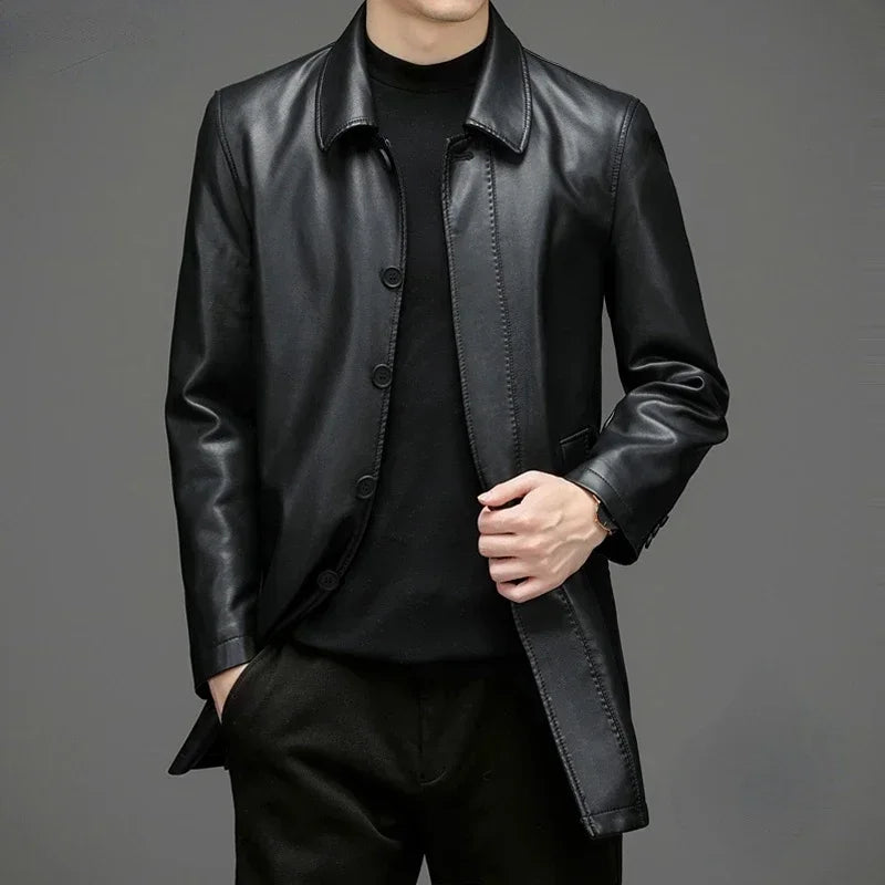 Jaqueta Longa de Couro Masculina Sampaio® S1266